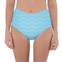 Oktoberfest Bavarian Blue And White Chevron Stripes Reversible High-waist Bikini Bottoms by PodArtist