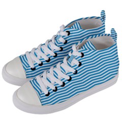 Oktoberfest Bavarian Blue And White Chevron Stripes Women s Mid-top Canvas Sneakers by PodArtist