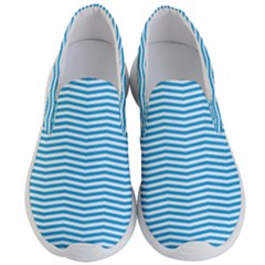 Oktoberfest Bavarian Blue And White Chevron Stripes Men s Lightweight Slip Ons by PodArtist