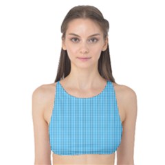 Oktoberfest Bavarian Blue And White Small Gingham Check Tank Bikini Top by PodArtist