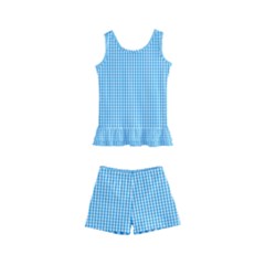 Oktoberfest Bavarian Blue And White Small Gingham Check Kid s Boyleg Swimsuit by PodArtist