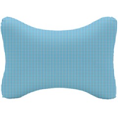 Oktoberfest Bavarian Blue And White Small Gingham Check Seat Head Rest Cushion by PodArtist