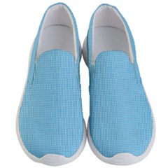 Oktoberfest Bavarian Blue And White Small Gingham Check Men s Lightweight Slip Ons by PodArtist