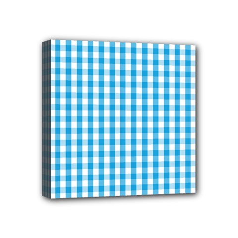 Oktoberfest Bavarian Blue And White Large Gingham Check Mini Canvas 4  X 4  (stretched) by PodArtist