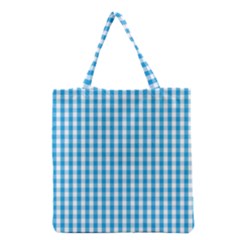 Oktoberfest Bavarian Blue And White Large Gingham Check Grocery Tote Bag by PodArtist