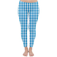 Oktoberfest Bavarian Blue And White Large Gingham Check Classic Winter Leggings by PodArtist