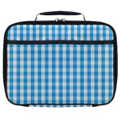 Oktoberfest Bavarian Blue And White Large Gingham Check Full Print Lunch Bag by PodArtist