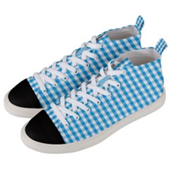 Oktoberfest Bavarian Blue And White Large Gingham Check Men s Mid-top Canvas Sneakers by PodArtist
