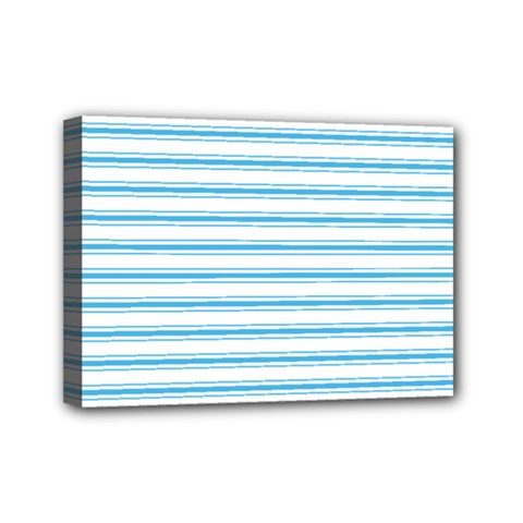 Oktoberfest Bavarian Blue and White Large Mattress Ticking Stripes Mini Canvas 7  x 5  (Stretched)