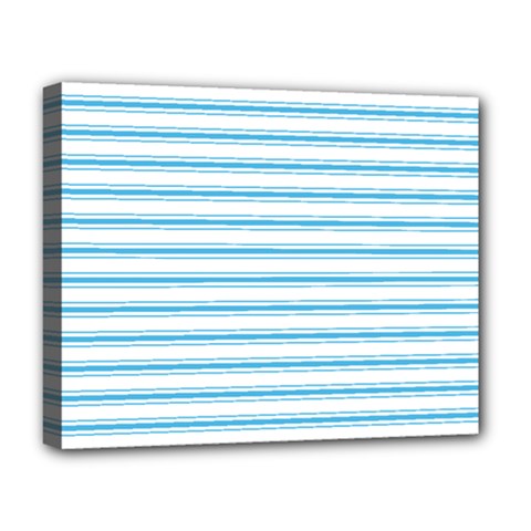 Oktoberfest Bavarian Blue and White Large Mattress Ticking Stripes Deluxe Canvas 20  x 16  (Stretched)