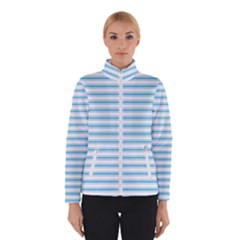 Oktoberfest Bavarian Blue And White Large Mattress Ticking Stripes Winter Jacket by PodArtist