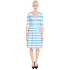 Oktoberfest Bavarian Blue and White Large Mattress Ticking Stripes Wrap Up Cocktail Dress