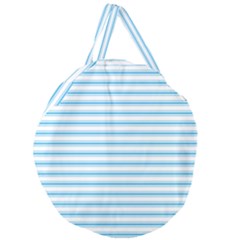 Oktoberfest Bavarian Blue And White Large Mattress Ticking Stripes Giant Round Zipper Tote by PodArtist