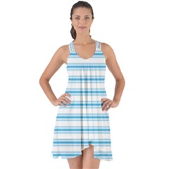 Oktoberfest Bavarian Blue and White Large Mattress Ticking Stripes Show Some Back Chiffon Dress