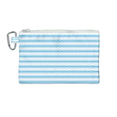 Oktoberfest Bavarian Blue and White Large Mattress Ticking Stripes Canvas Cosmetic Bag (Medium)