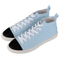 Oktoberfest Bavarian Blue And White Mattress Ticking Men s Mid-top Canvas Sneakers by PodArtist