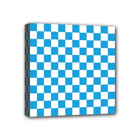 Oktoberfest Bavarian Large Blue And White Checkerboard Mini Canvas 4  X 4  (stretched) by PodArtist