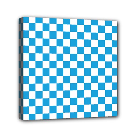 Oktoberfest Bavarian Large Blue And White Checkerboard Mini Canvas 6  X 6  (stretched) by PodArtist