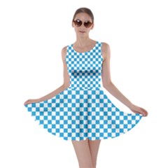 Oktoberfest Bavarian Blue And White Checkerboard Skater Dress by PodArtist