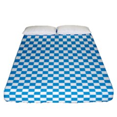 Oktoberfest Bavarian Blue And White Checkerboard Fitted Sheet (queen Size) by PodArtist