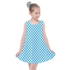 Oktoberfest Bavarian Blue And White Checkerboard Kids  Summer Dress by PodArtist