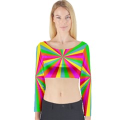 Neon Rainbow Mini Burst Long Sleeve Crop Top by PodArtist