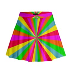 Neon Rainbow Mini Burst Mini Flare Skirt by PodArtist