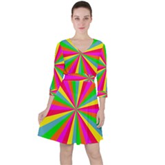 Neon Rainbow Mini Burst Ruffle Dress by PodArtist