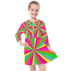 Neon Rainbow Mini Burst Kids  Quarter Sleeve Shirt Dress by PodArtist