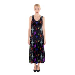 Colored Hand Draw Abstract Pattern Sleeveless Maxi Dress by dflcprints