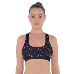 Colored Hand Draw Abstract Pattern Cross Back Sports Bra by dflcprints