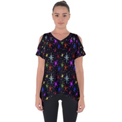 Colored Hand Draw Abstract Pattern Cut Out Side Drop Tee by dflcprints