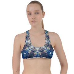 Painted Blue Mandala Flower On Canvas Criss Cross Racerback Sports Bra by pepitasart