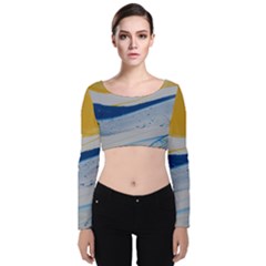 EVENING TIDE Velvet Long Sleeve Crop Top