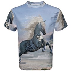 Wonderful Wild Fantasy Horse On The Beach Men s Cotton Tee by FantasyWorld7