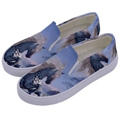 Wonderful Wild Fantasy Horse On The Beach Kids  Canvas Slip Ons by FantasyWorld7