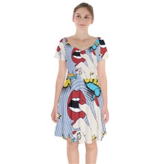 Pop Art   Short Sleeve Bardot Dress