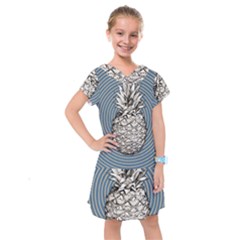 Pop Art  Pineapple  Kids  Drop Waist Dress by Valentinaart