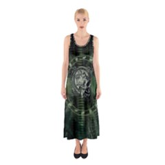 Awesome Creepy Mechanical Skull Sleeveless Maxi Dress by FantasyWorld7