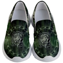 Awesome Creepy Mechanical Skull Kid s Lightweight Slip Ons by FantasyWorld7