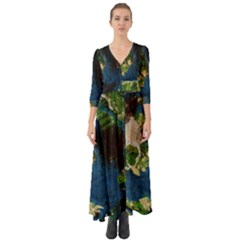 Avocado 3 Button Up Boho Maxi Dress