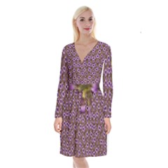 The Sky Is Not The Limit For A Floral Delight Long Sleeve Velvet Front Wrap Dress by pepitasart
