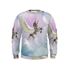 Cute Little Pegasus In The Sky, Cartoon Kids  Sweatshirt by FantasyWorld7