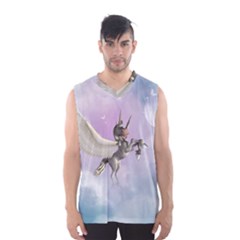 Cute Little Pegasus In The Sky, Cartoon Men s Basketball Tank Top