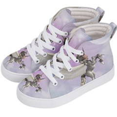 Cute Little Pegasus In The Sky, Cartoon Kid s Hi-top Skate Sneakers by FantasyWorld7