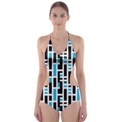 Linear Sequence Pattern Design Cut-out One Piece Swimsuit by dflcprintsclothing