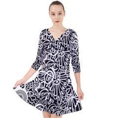 Maze Draw Quarter Sleeve Front Wrap Dress by MRTACPANS