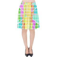 Abstract Squares Background Network Velvet High Waist Skirt by Sapixe