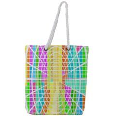 Abstract Squares Background Network Full Print Rope Handle Tote (large)