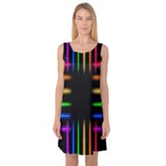 Neon Light Abstract Pattern Lines Sleeveless Satin Nightdress